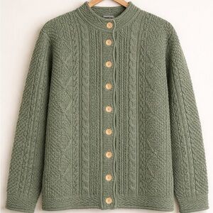 L.L. Bean Cable Knit Cardigan Sage Green